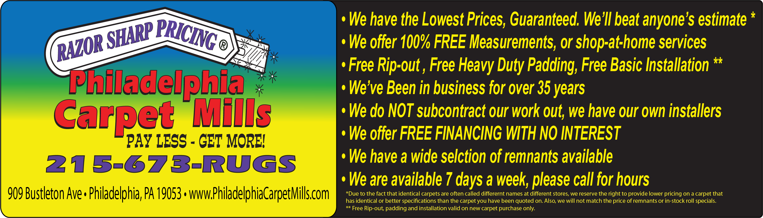 philadelphia carpet mills, carpet, vinyl, free estimates